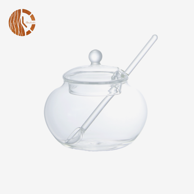 Glass Honey Jars With Glass Stirring Stick